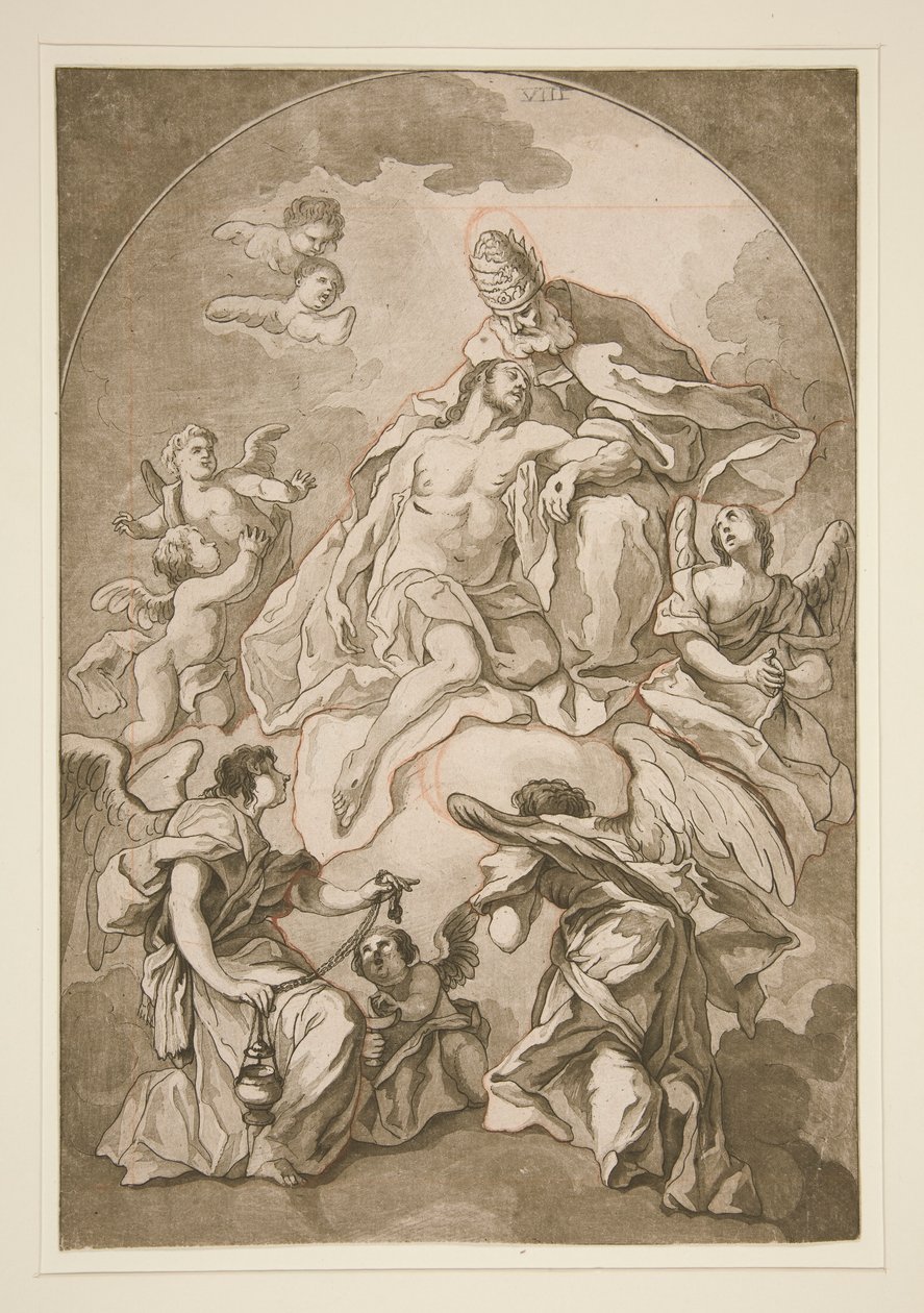 Die Himmelfahrt Christi mit Gott dem Vater und Engeln von Unknown