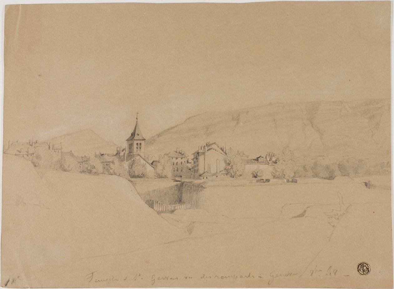 Die Kirche Saint-Gervais von den Stadtmauern in Genf gesehen von Unknown