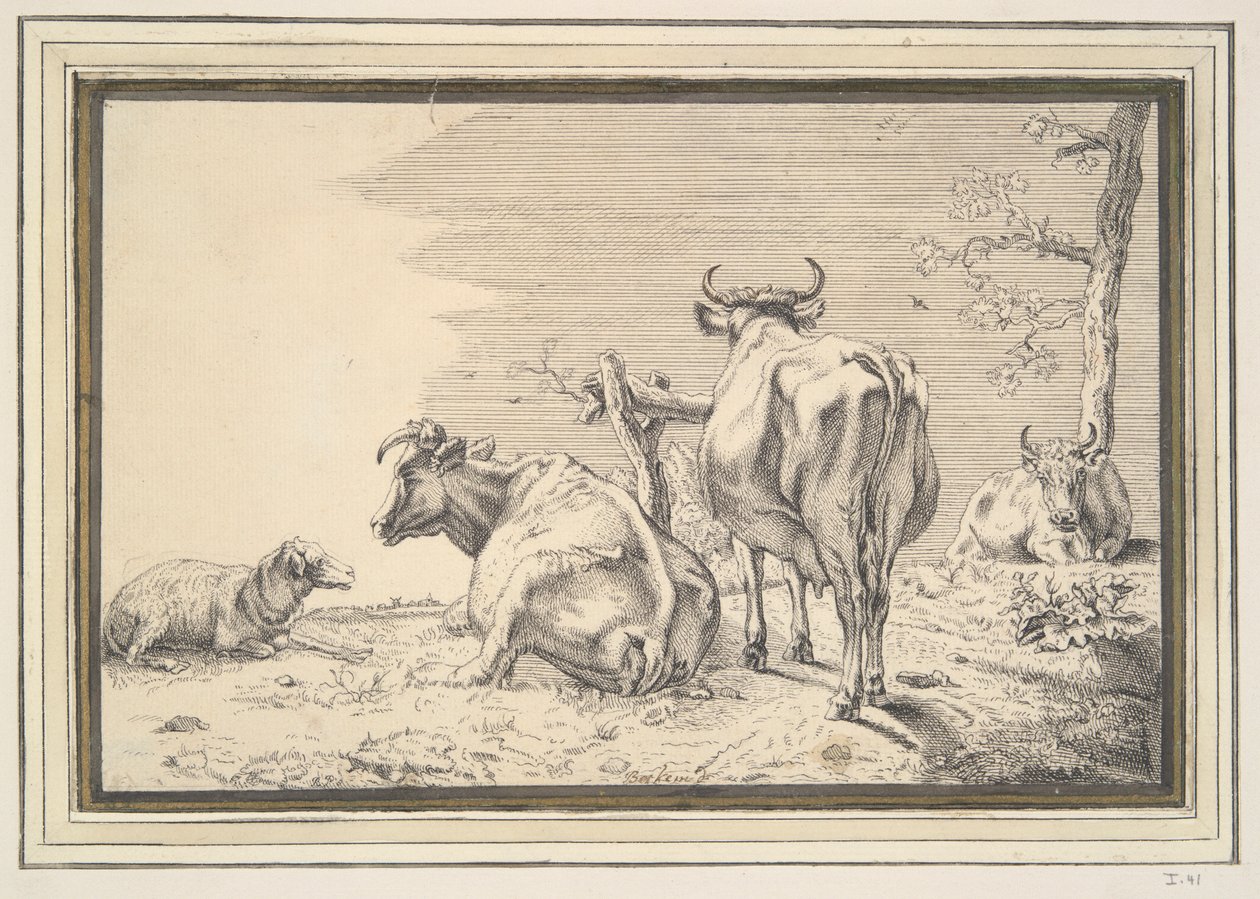 Drei Kühe und ein Schaf von Unknown