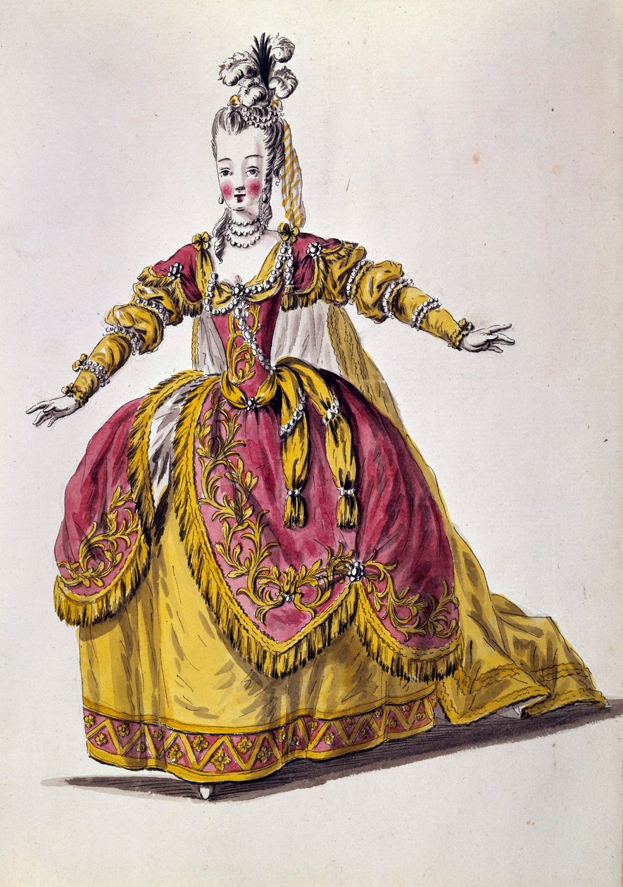 Theaterkostüm des 18. Jahrhunderts, Gravur des 19. Jahrhunderts von Unknown artist