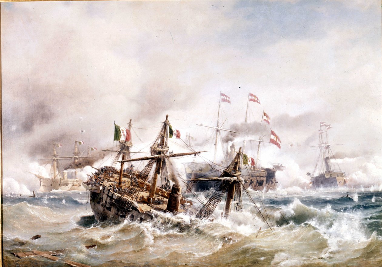 20.07.1866: Schlacht von Lissa vor Dalmatien: Die Österreicher zerstören die italienische Flotte. von Unknown artist