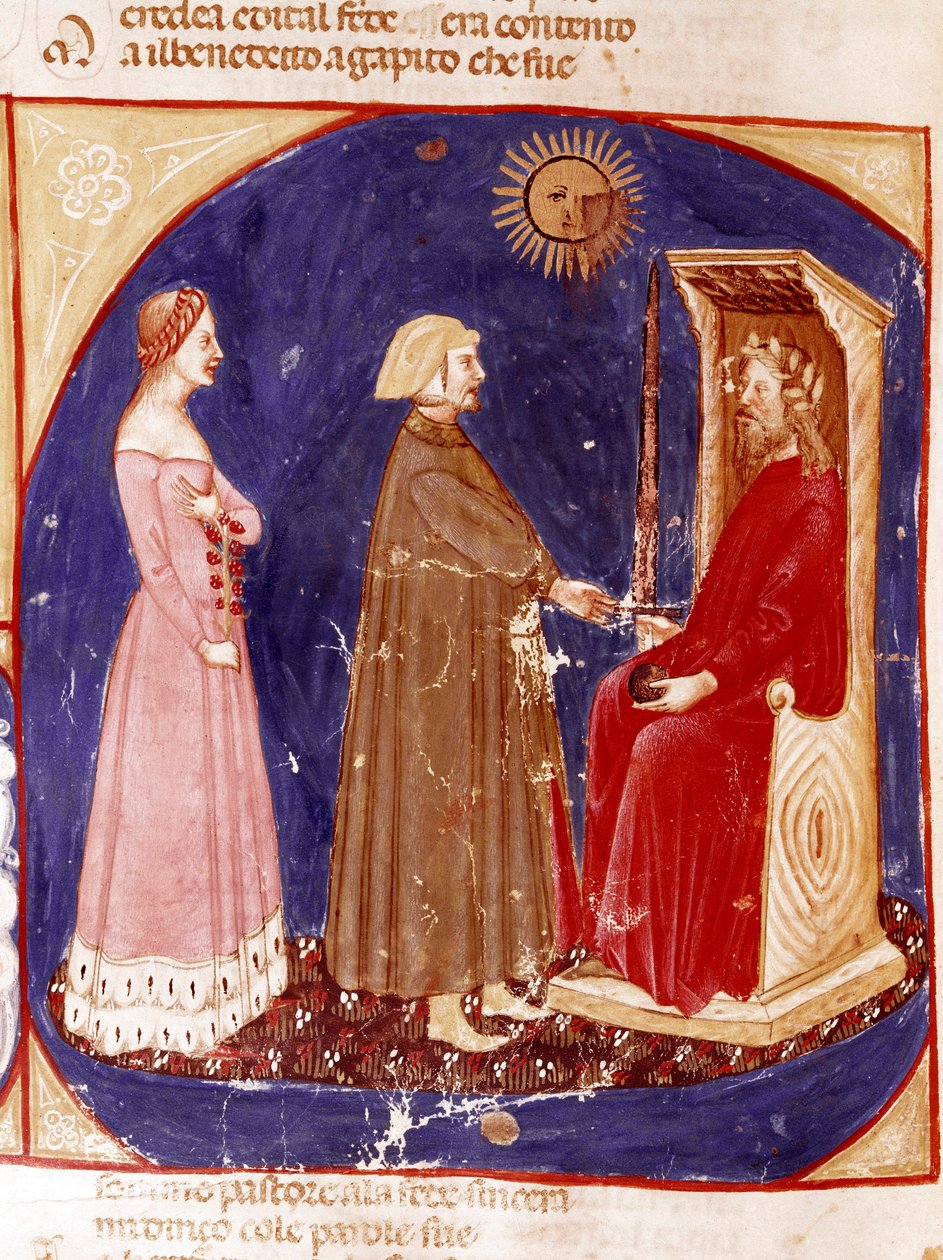 Zweiter Himmel: Dante und Beatrice begegnen dem römischen Kaiser Justinian von Unknown artist