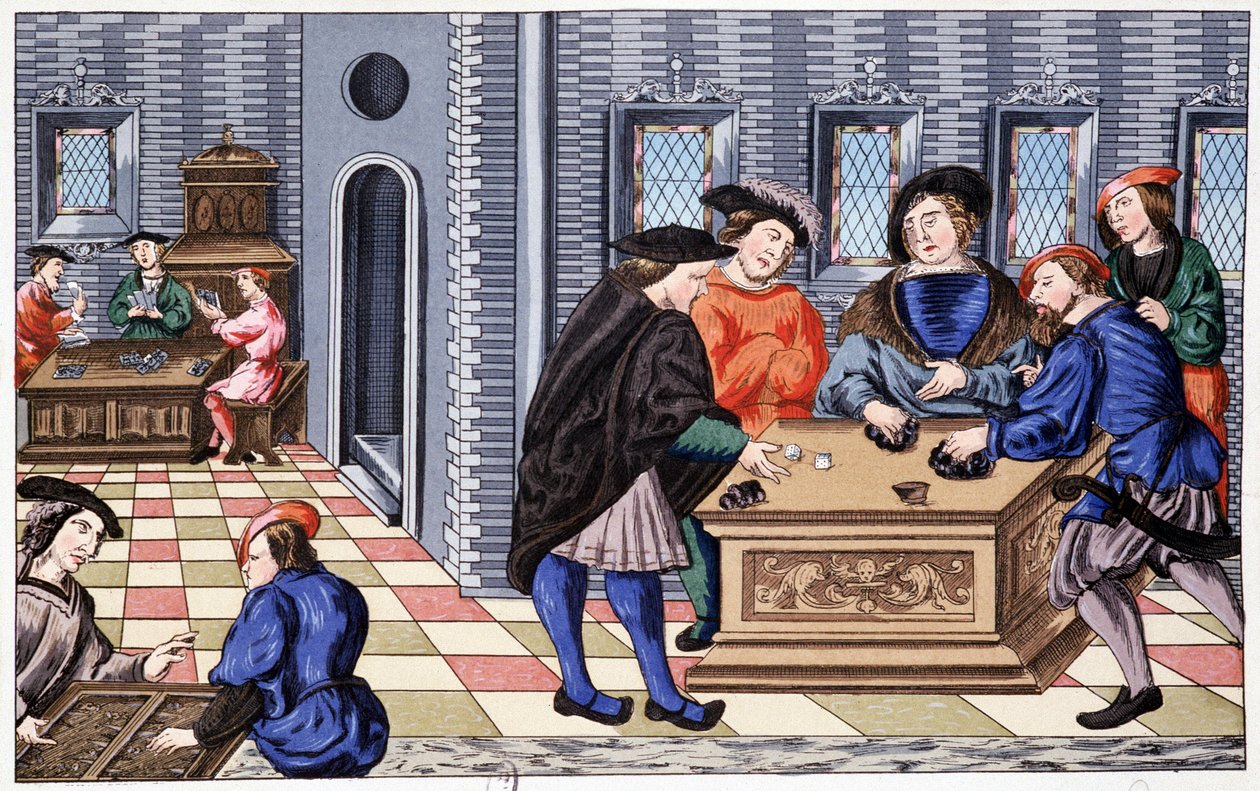 Ein Spielhaus in der Renaissance basierend auf einer Miniatur über Vélin von Unknown artist