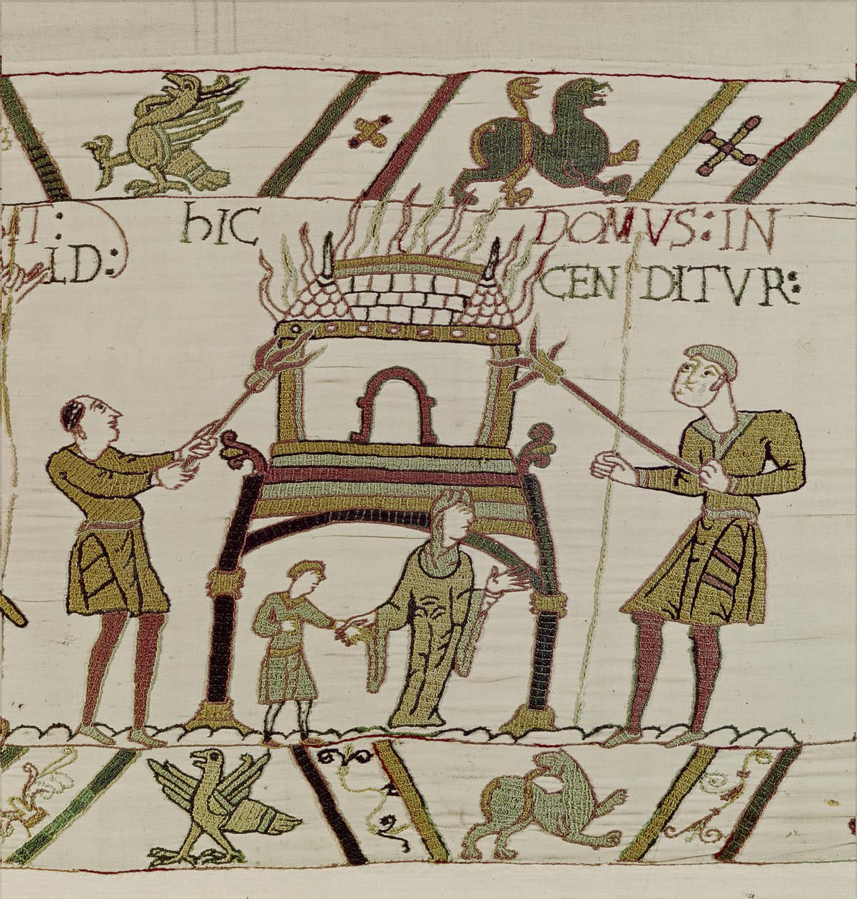 Ein Haus wird von den Normannen niedergebrannt, Teppich von Bayeux von Unknown artist