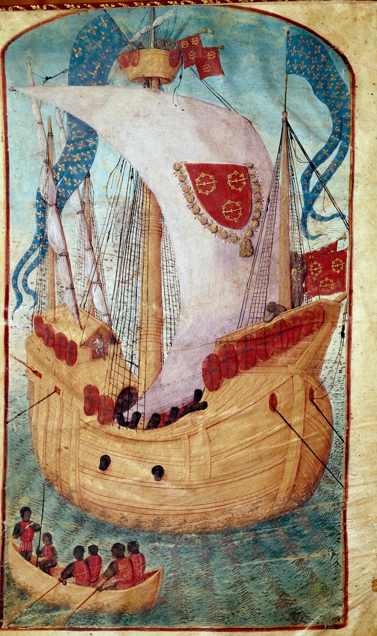 Ein Schiff mit dem Wappen von Louis Malet (1441-1516), Herr von Granville. Miniatur von Olivier de la Marche (1425-1502) von Unknown artist