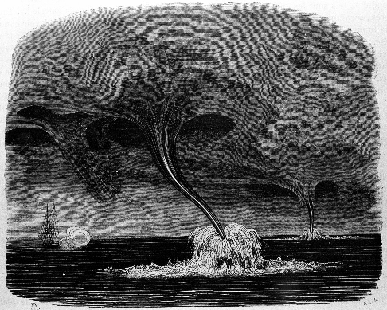 Ein Wasserwirbel. Gravur aus dem 19. Jahrhundert von Unknown artist