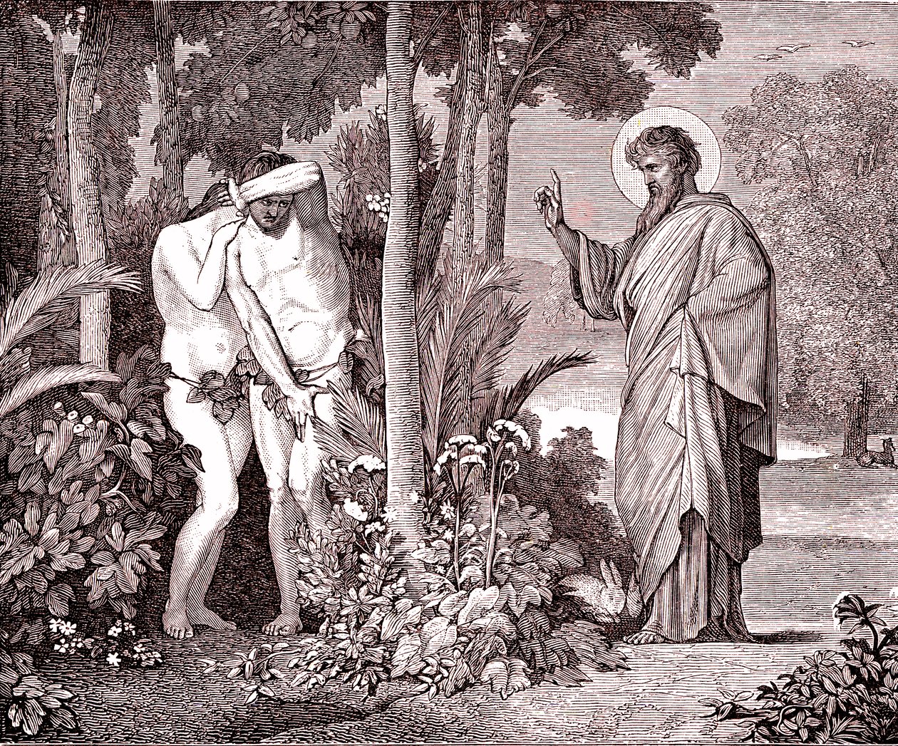 Adam und Eva, Fac-simil aus dem Buch von Louis Veuillot "Jesus Christus" gedruckt in Paris von Unknown artist