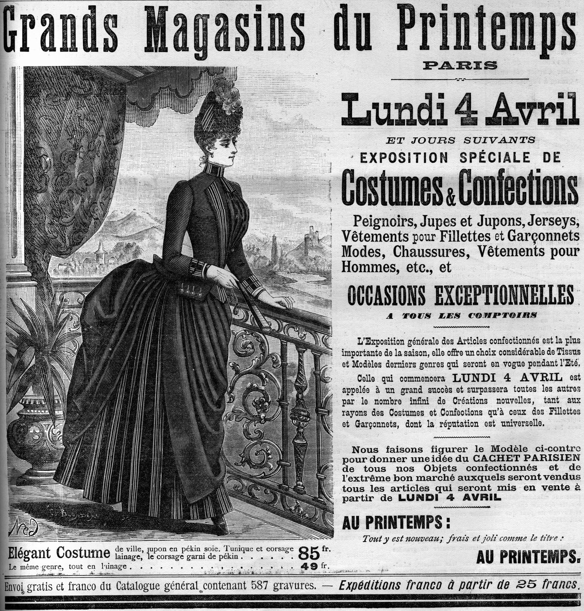 Werbung für die Kaufhäuser von Printemps in Paris, in der Illustrierten Welt 1887. von Unknown artist