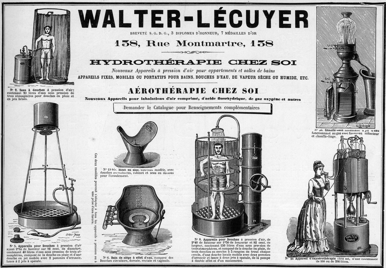 Werbung von 1889 für mobile Badeeinrichtungen, Marke Walter-Lecuyer von Unknown artist