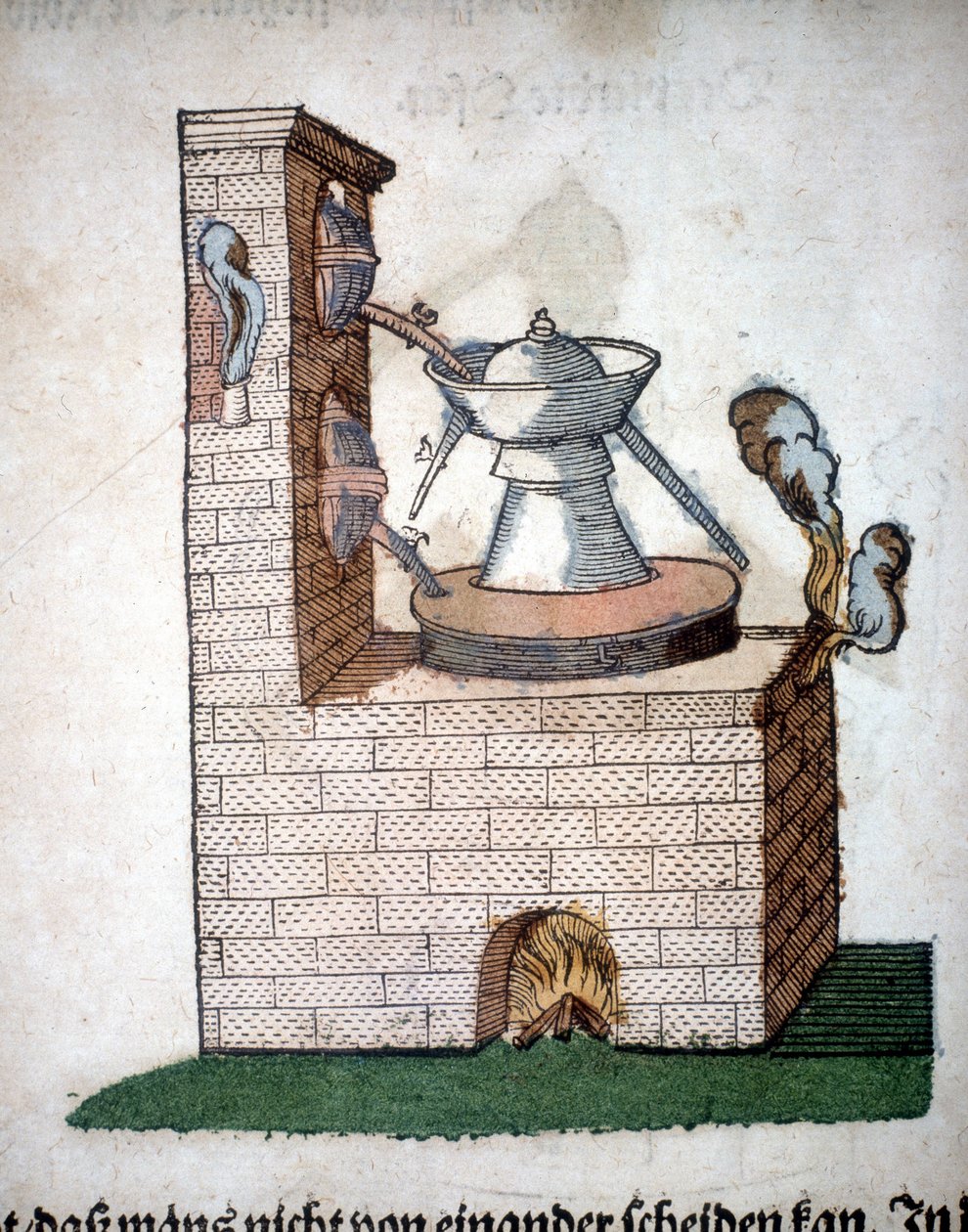 Alchemie: Apparatur zur Destillation, aus einem Buch von Pietro Andrea Mattioli (Matthiole) (1500-1577). Frankfurt von Unknown artist
