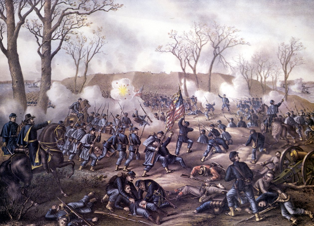 Amerikanischer Bürgerkrieg (1861 - 1865): Erste Schlacht von Fort Donelson (Tennessee) am 16. Februar von Unknown artist