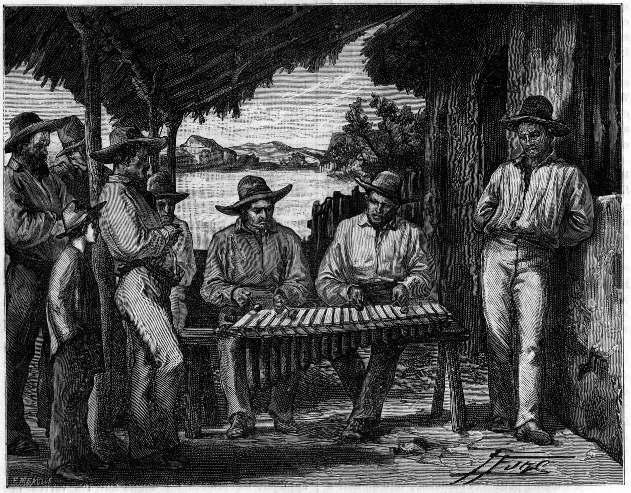 Ein Orchester der mexikanischen Marimba (Xylophon). von Unknown artist