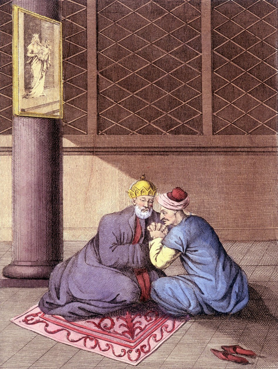 Armenischer Bischof hört die Beichten eines Mannes. von Unknown artist
