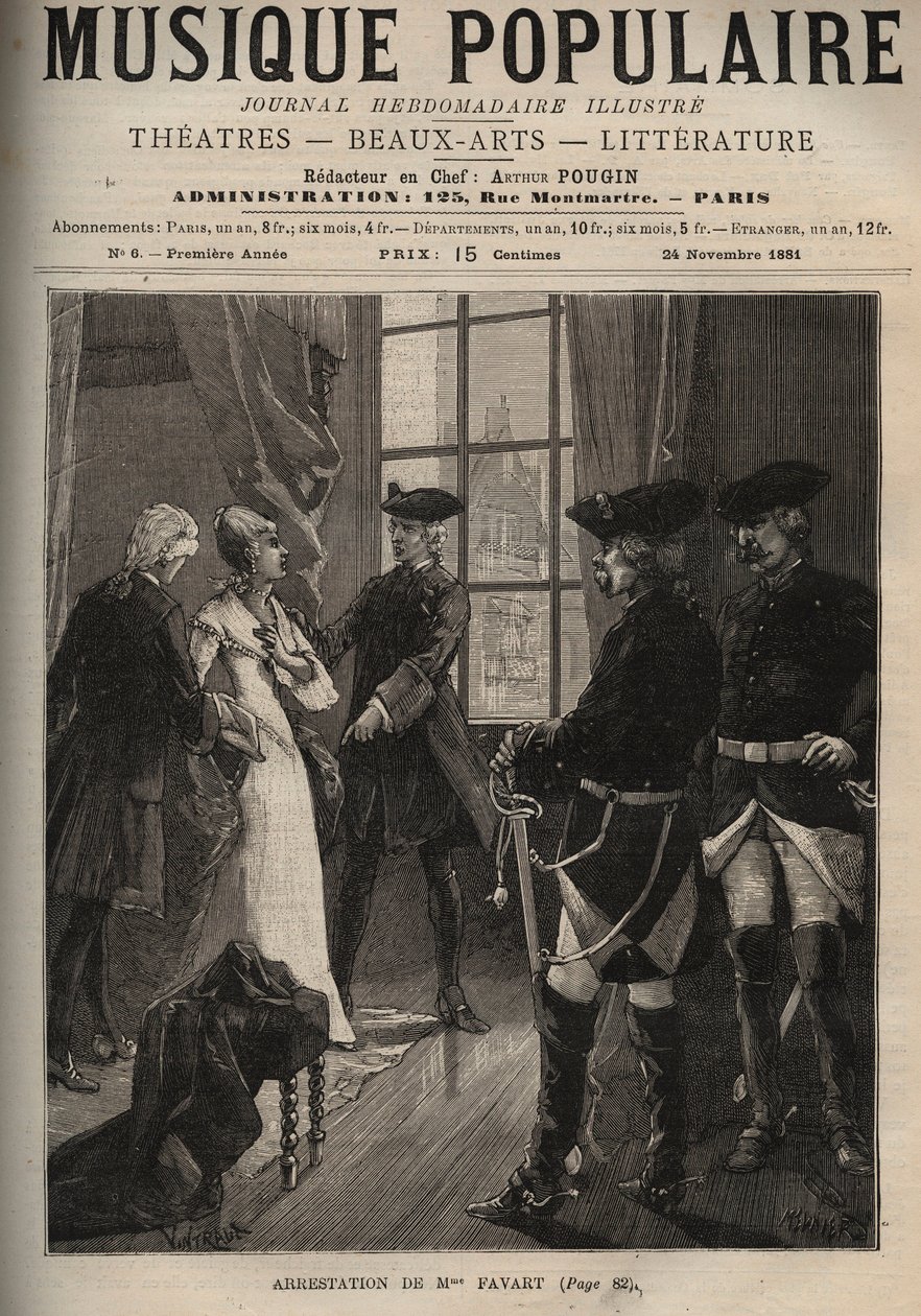 Verhaftung von Madame Favart Marie Justine Benoite Duronceray, genannt Madame Favart (1727-1772), französische Komödiantin und Sängerin, Opfer der Avancen von Maurice von Sachsen (1696-1750), wurde von ihm verhaftet und im Kloster der Büßerinnen unter größ von Unknown artist