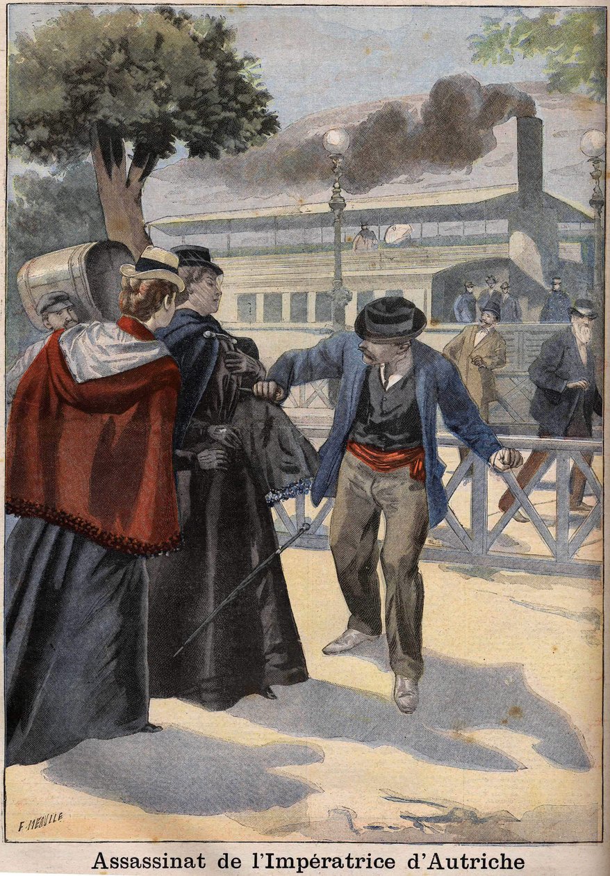 Ermordung von Kaiserin Elisabeth von Österreich (Sissi) durch einen italienischen Anarchisten in Genf von Unknown artist