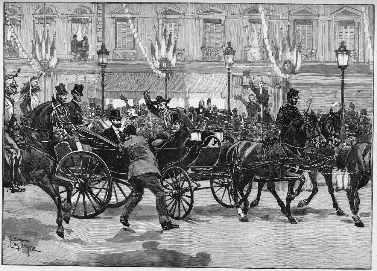 Ermordung des Präsidenten der Republik Sadi Carnot (1837-1894) durch den Anarchisten Caserio am 24. Juni 1894 von Unknown artist