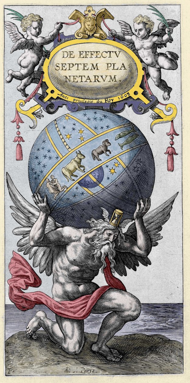 Atlas trägt die Welt. Gravur aus dem frühen 17. Jahrhundert von Unknown artist