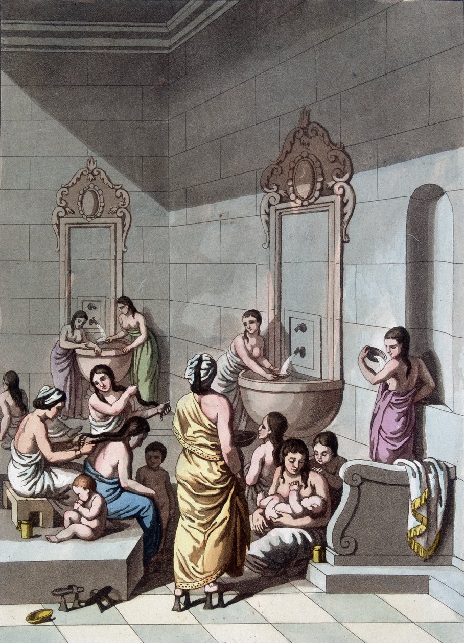Öffentliche Bäder in Palästina - in „Das alte und moderne Kostüm“ von Ferrario, ed. Mailand von Unknown artist