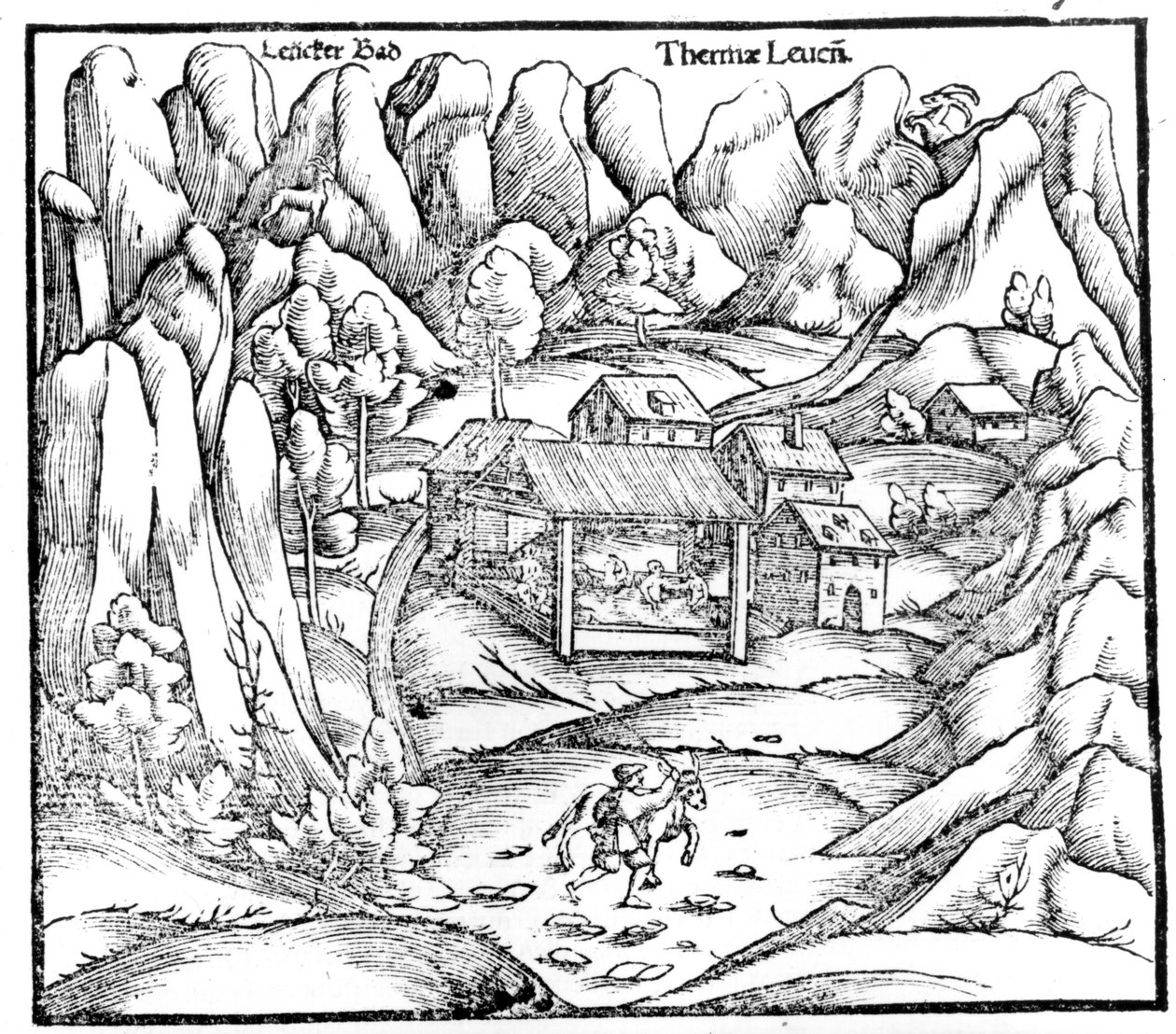 Bäder von Baden (Österreich), Kupferstich 16. Jahrhundert von Unknown artist