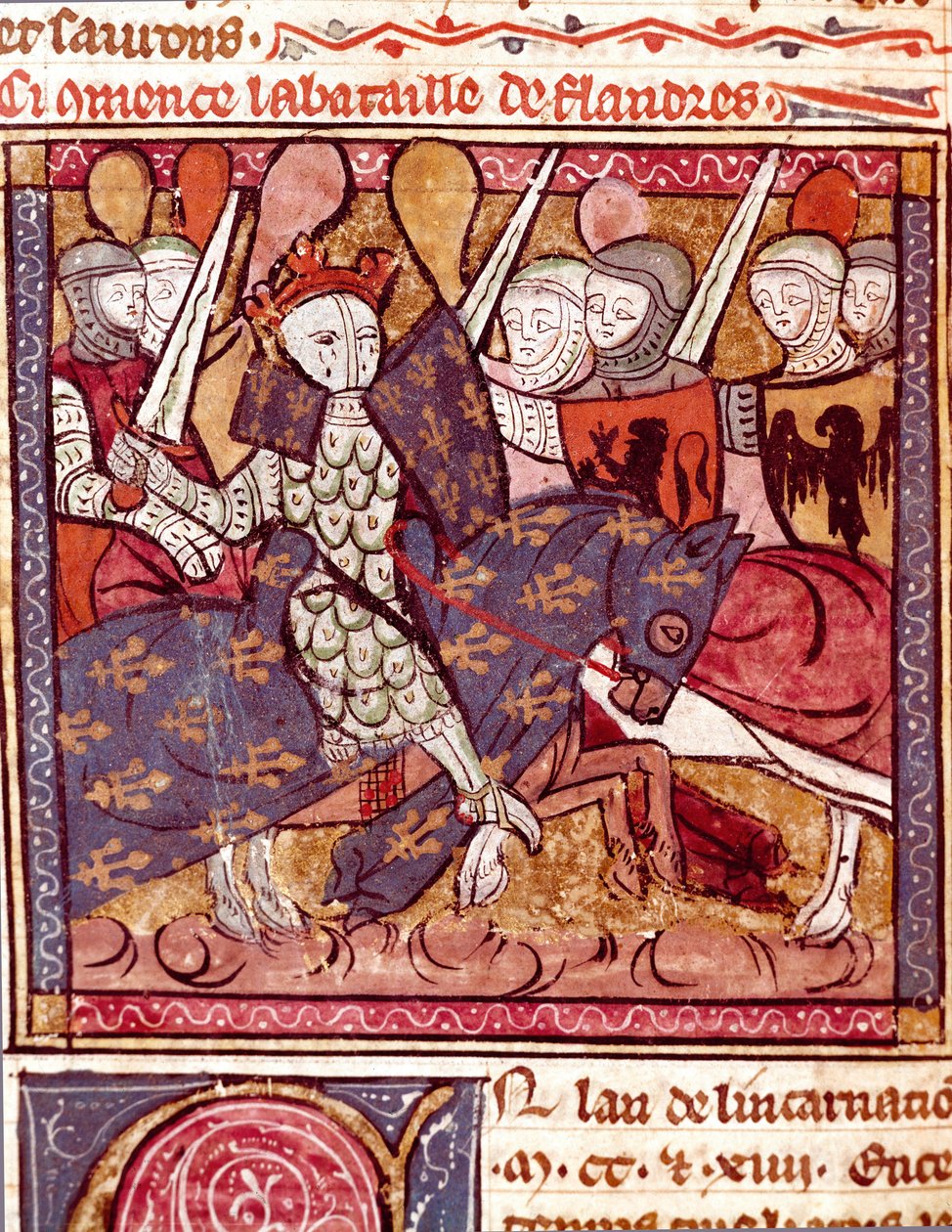 Schlacht von Flandern. Miniatur aus „Grandes Chroniques de France“ 1375-1379 Städtische Bibliothek, Castres von Unknown artist
