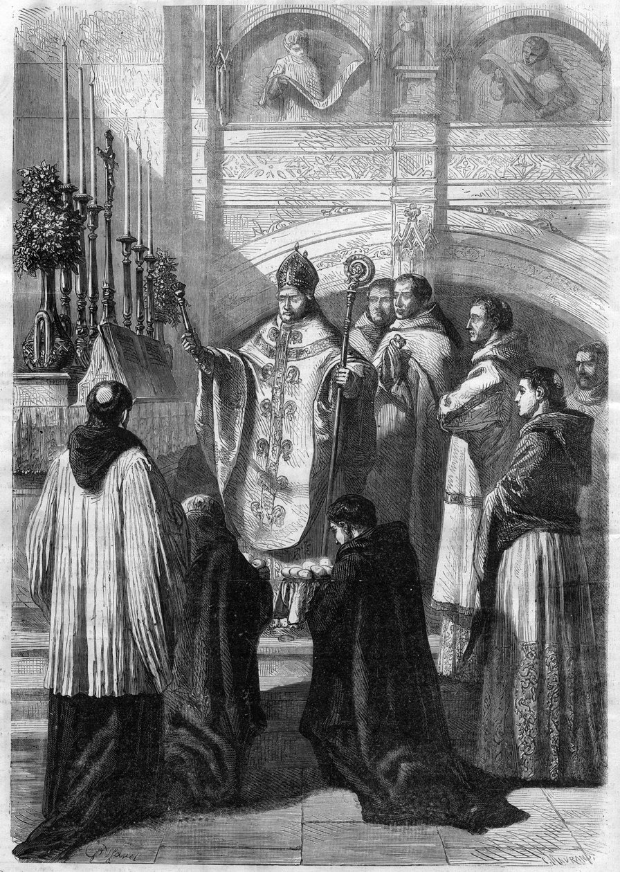 Segnung der Eier am Ostersonntag in der Abtei von Solesmes (Sarthe) im Jahr 1868 von Unknown artist