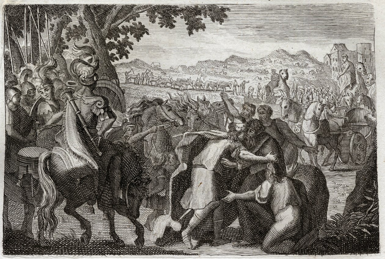 Bibel von Royaumont, Altes Testament: Jakob geht nach Ägypten. Jakob geht mit seiner ganzen Familie, um Josef zu finden. Illustration von 1811. von Unknown artist