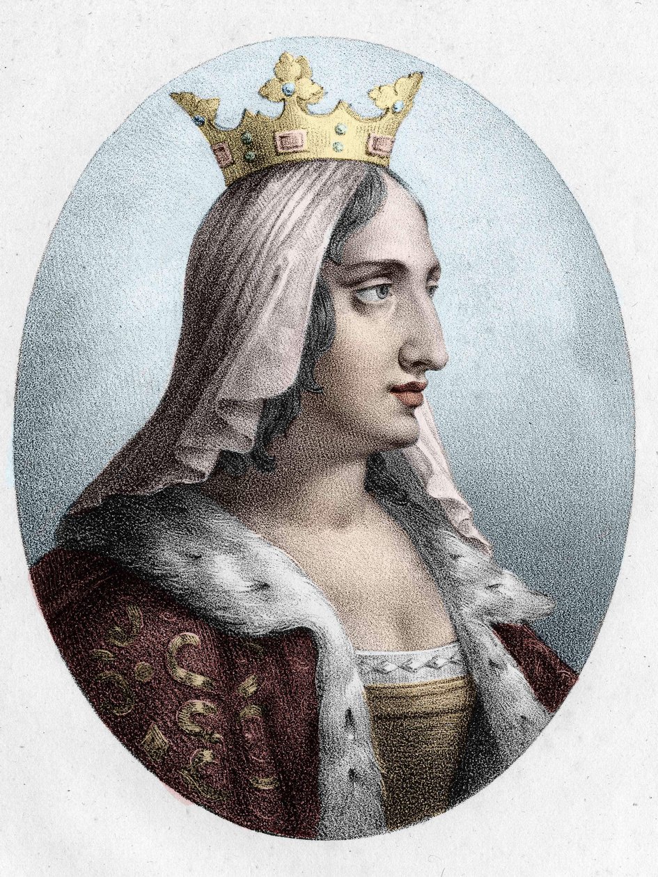Blanche de Castile. Königin von Frankreich (1188-1252), Ehefrau von König Ludwig VIII. Gravur des 19. Jahrhunderts von Unknown artist