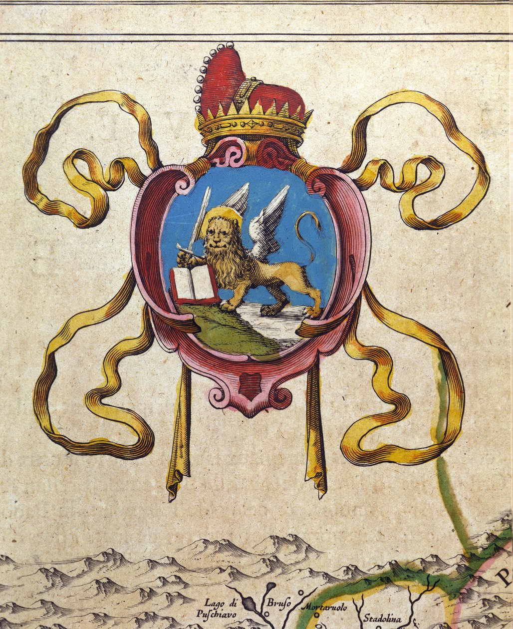 Wappen der Republik Venedig schmückt den Löwen von San Marco. 19. Jahrhundert von Unknown artist