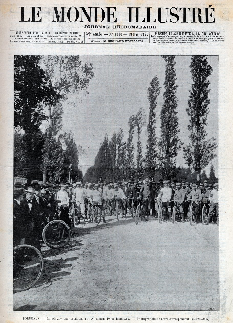 Bordeaux - der Start des Paris-Bordeaux-Rennens - Titelblatt von „Le Monde Illustré“ von 1895 von Unknown artist