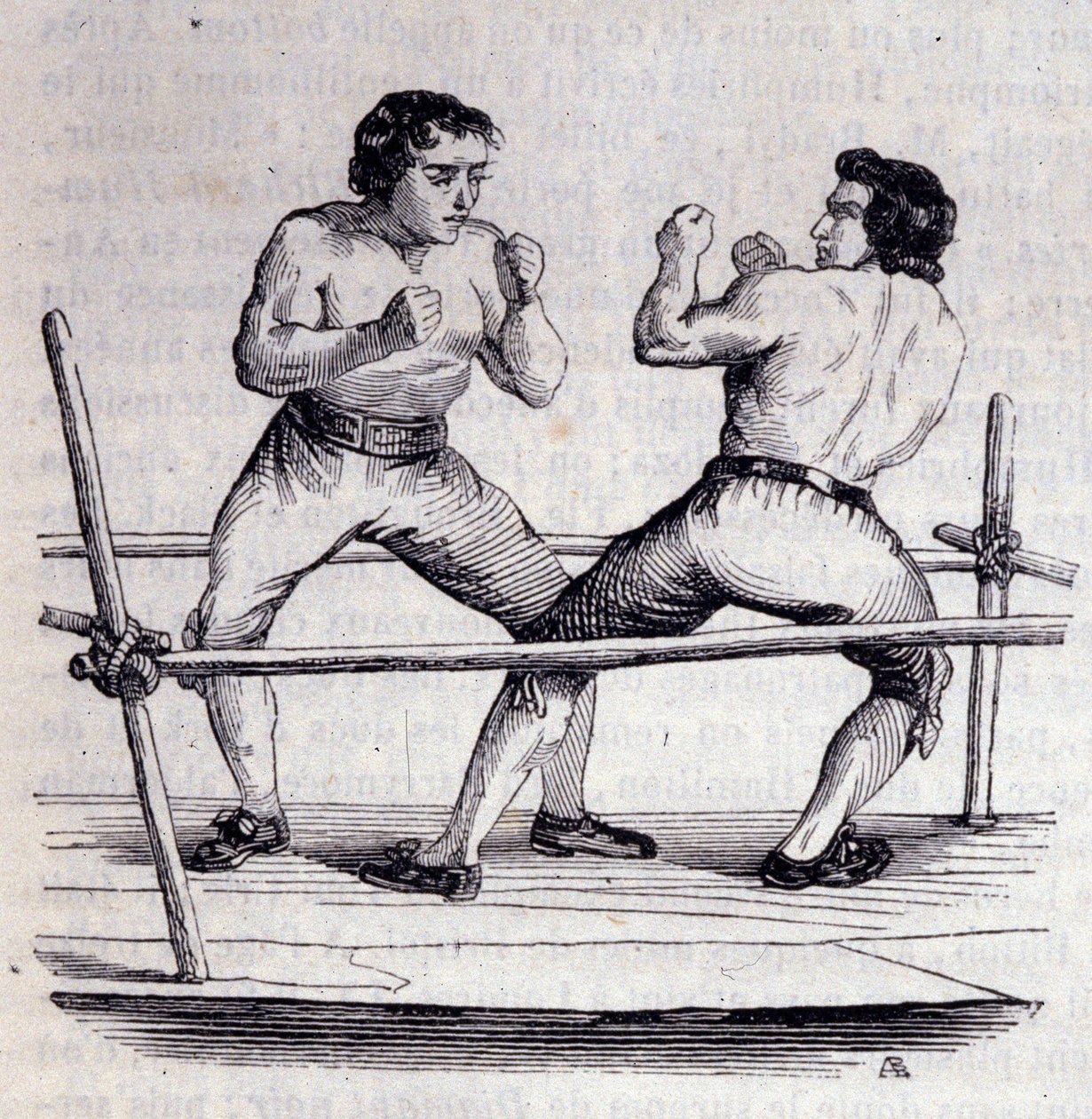 Boxer Daniel Mendoza (1764-1836) und Richard Humphries (Humphreys) im Jahr 1790. Gravur aus dem 19. Jahrhundert von Unknown artist