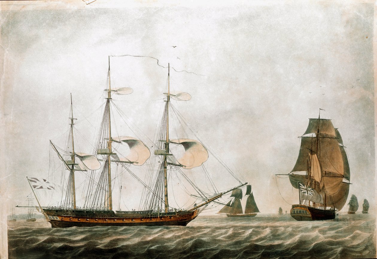 Britische Fregatte im 18. Jahrhundert (19. Jahrhundert) von Unknown artist