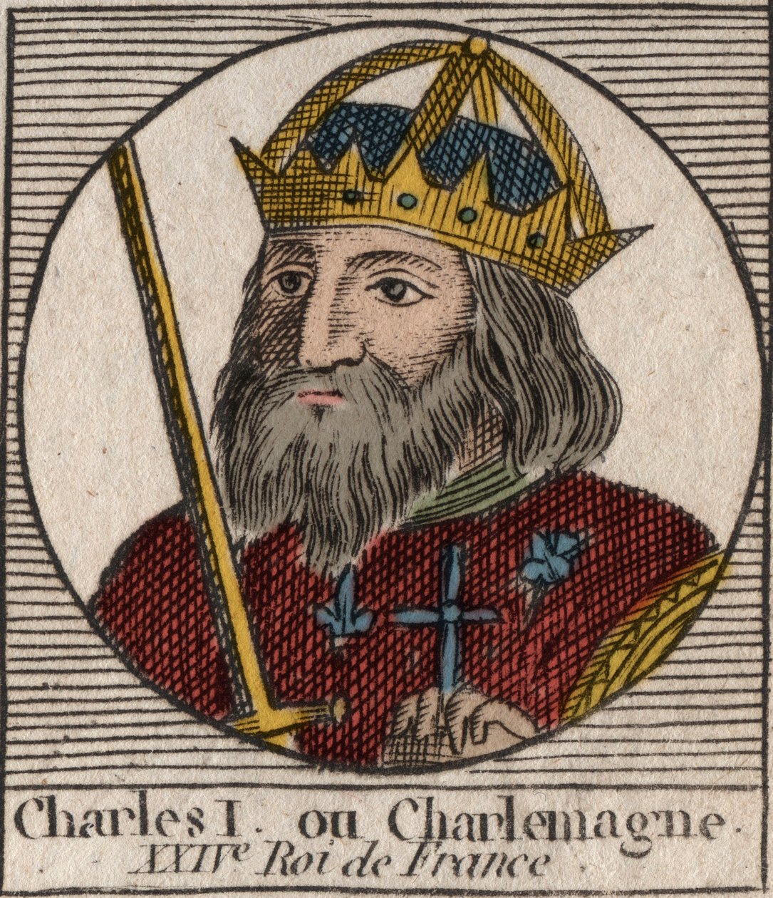 Karl der Große (Carolus Magnus, Karl der Große) (747-814) König der Franken und christlicher Kaiser des Westens - Gravur aus „Instruction sur l