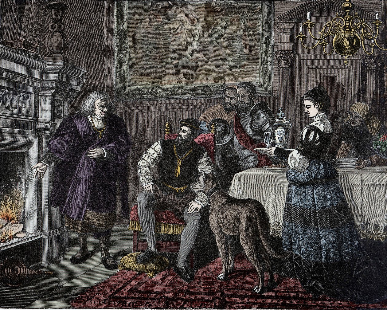 Karl V. bei Fugger - Karl V. (1500-1558) (Karl von Habsburg) empfängt vom Bankier Jakob Fugger genannt der Reiche (1459-1525) in Augsburg (Deutschland) von Unknown artist