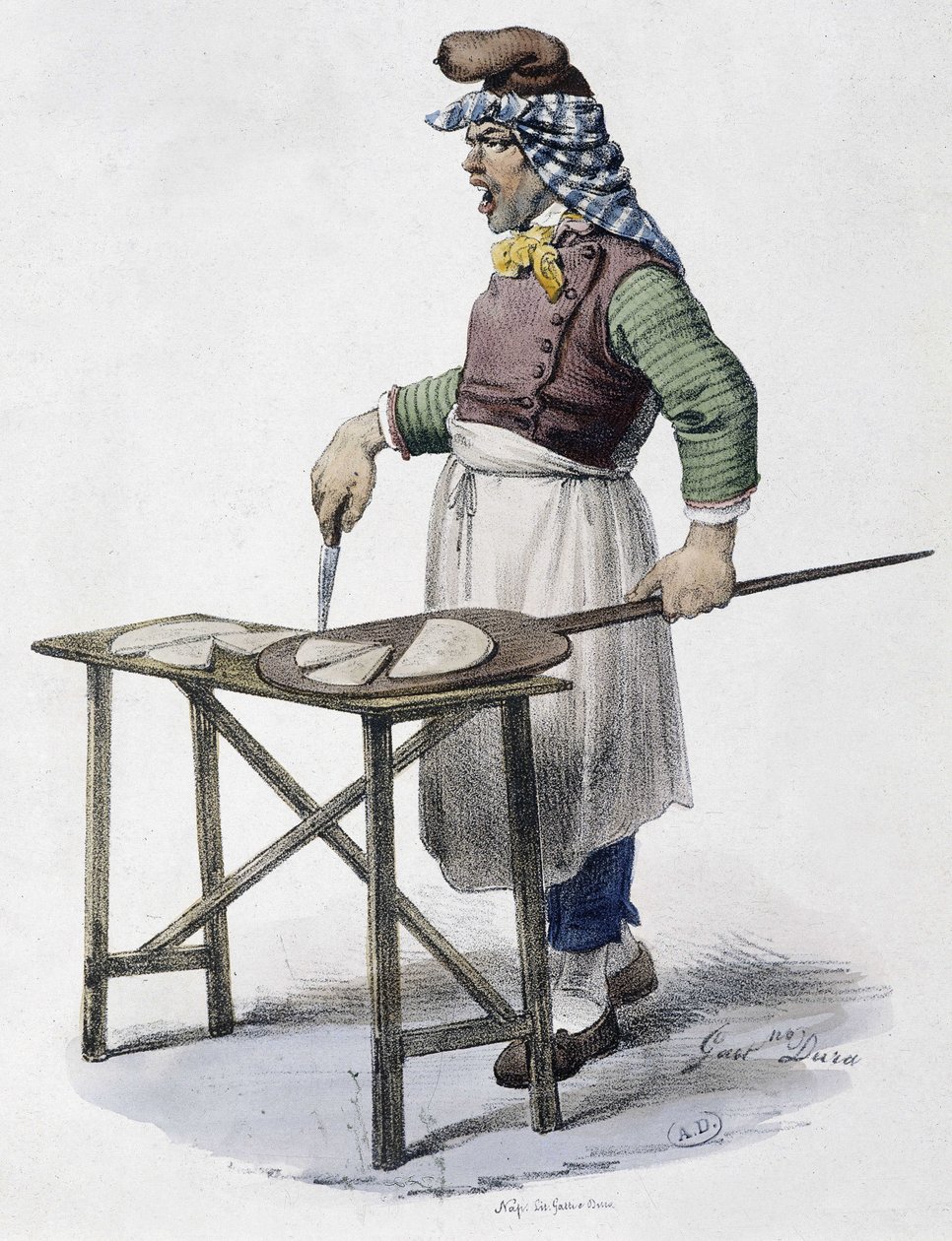 Käsehändler in Italien - Lithographie von Unknown artist