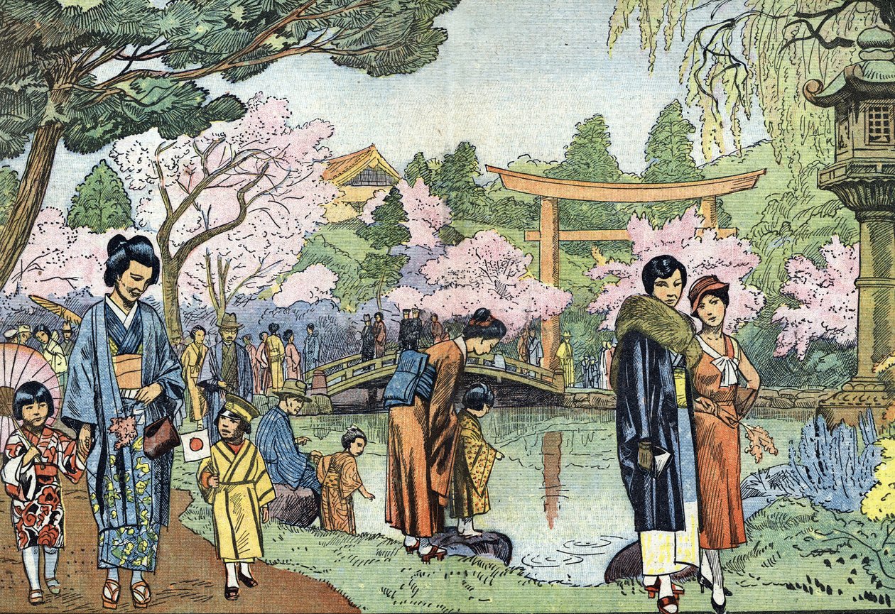 Kirschblüten im Frühling, Japan, Illustration aus "Le Pèlerin" 1933 von Unknown Artist