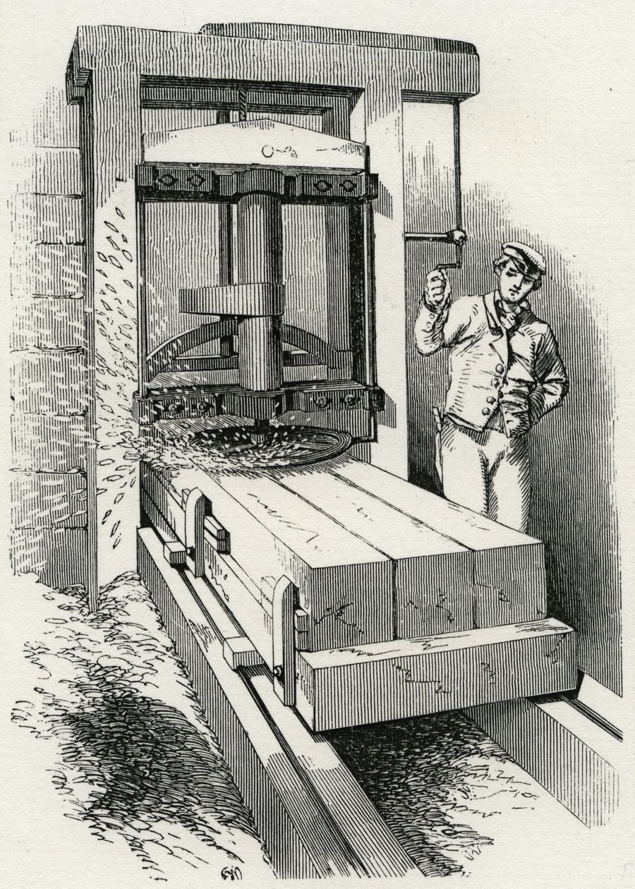Kreisförmige Hobelmaschine, die beim Bau des Kristallpalastes in London verwendet wurde von Unknown artist