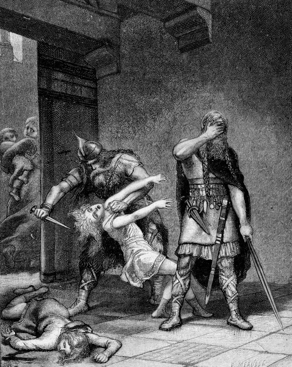 Clotaire I (ca. 497-561) und Childebert I, die fränkischen Könige, ermordeten zwei Söhne ihres Bruders Clodomir (495-524) von Unknown artist