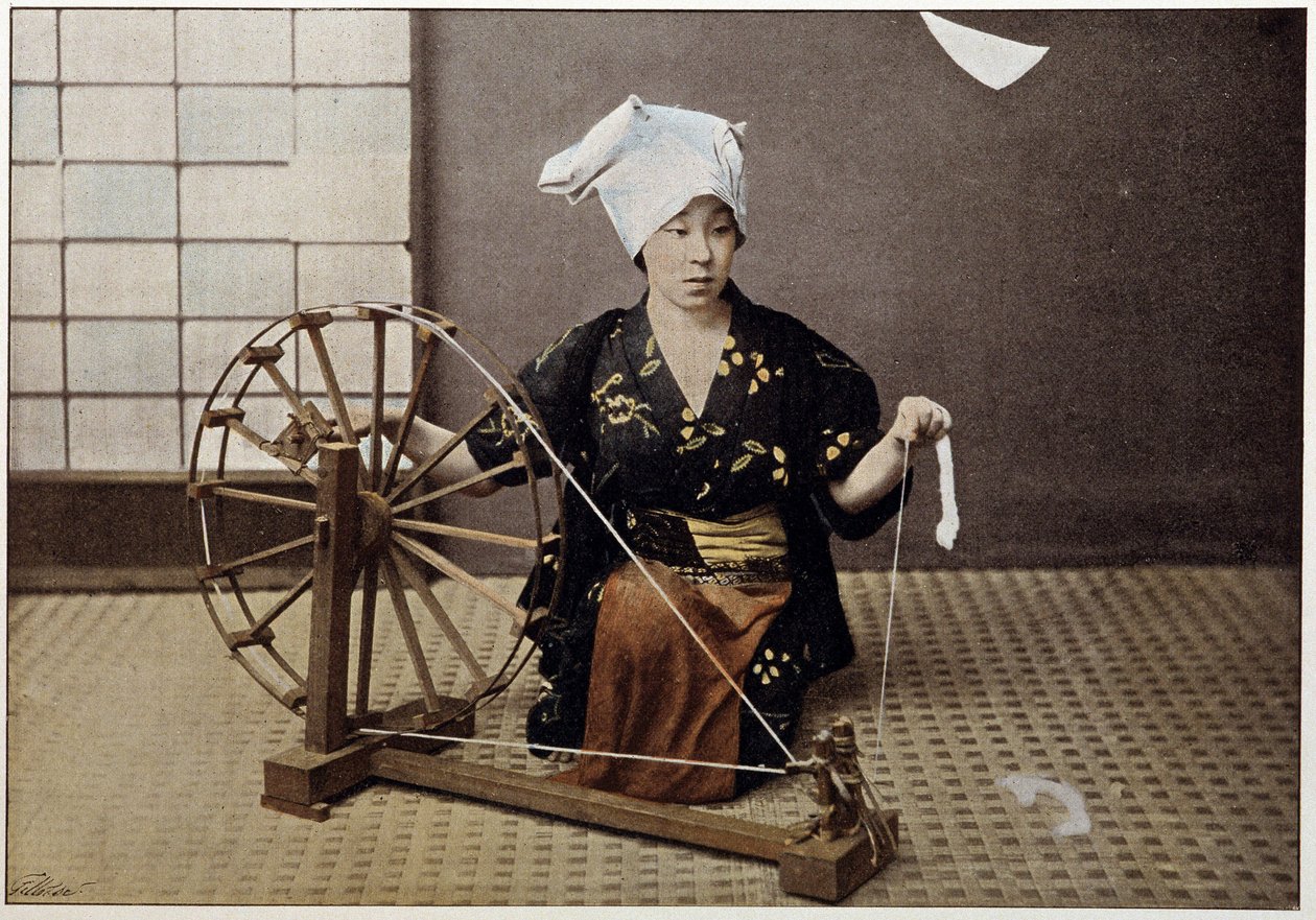 Baumwollspinnmaschine in Japan, Ende 19. Jahrhundert von Unknown artist