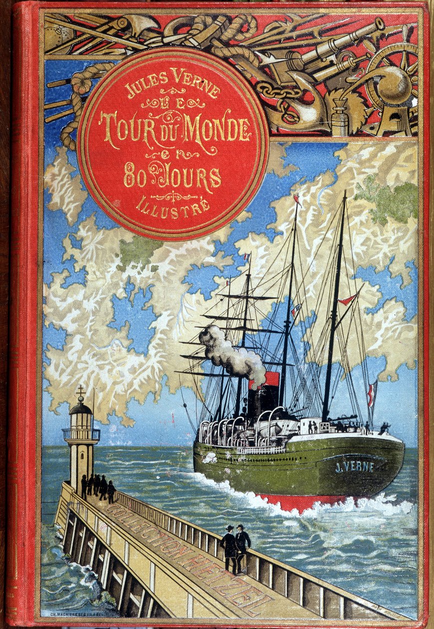 Cover „In 80 Tagen um die Welt“ von Jules Verne, ed. Hetzel von Unknown artist