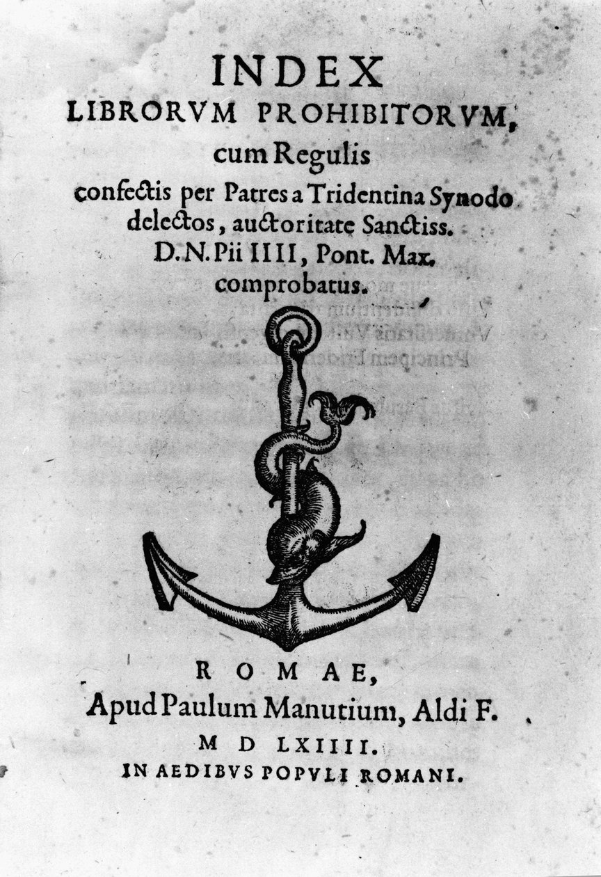 Titelblatt des "Index der verbotenen Bücher", Rom von Unknown artist