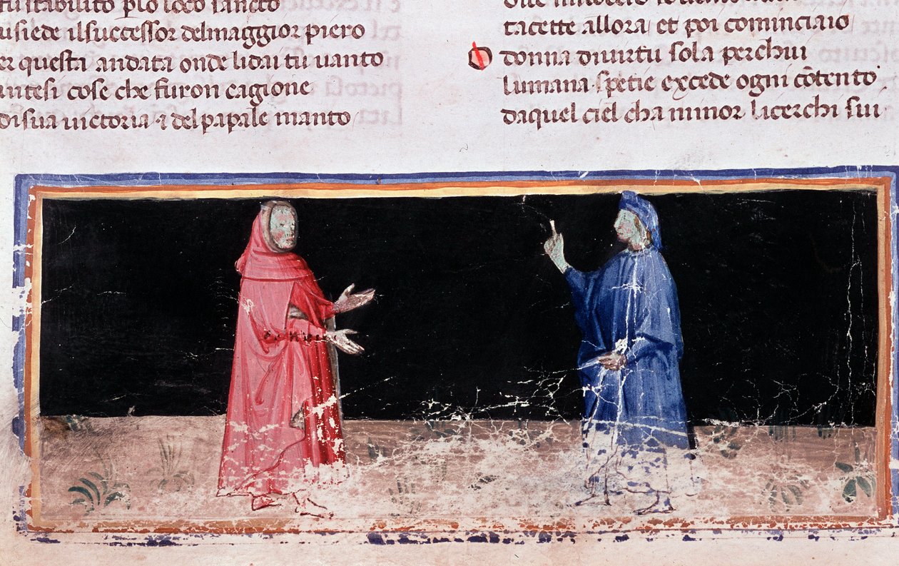 Dante und Virgil (Gesang 3 der Hölle, in der Göttlichen Komödie) (Miniatur) von Unknown artist