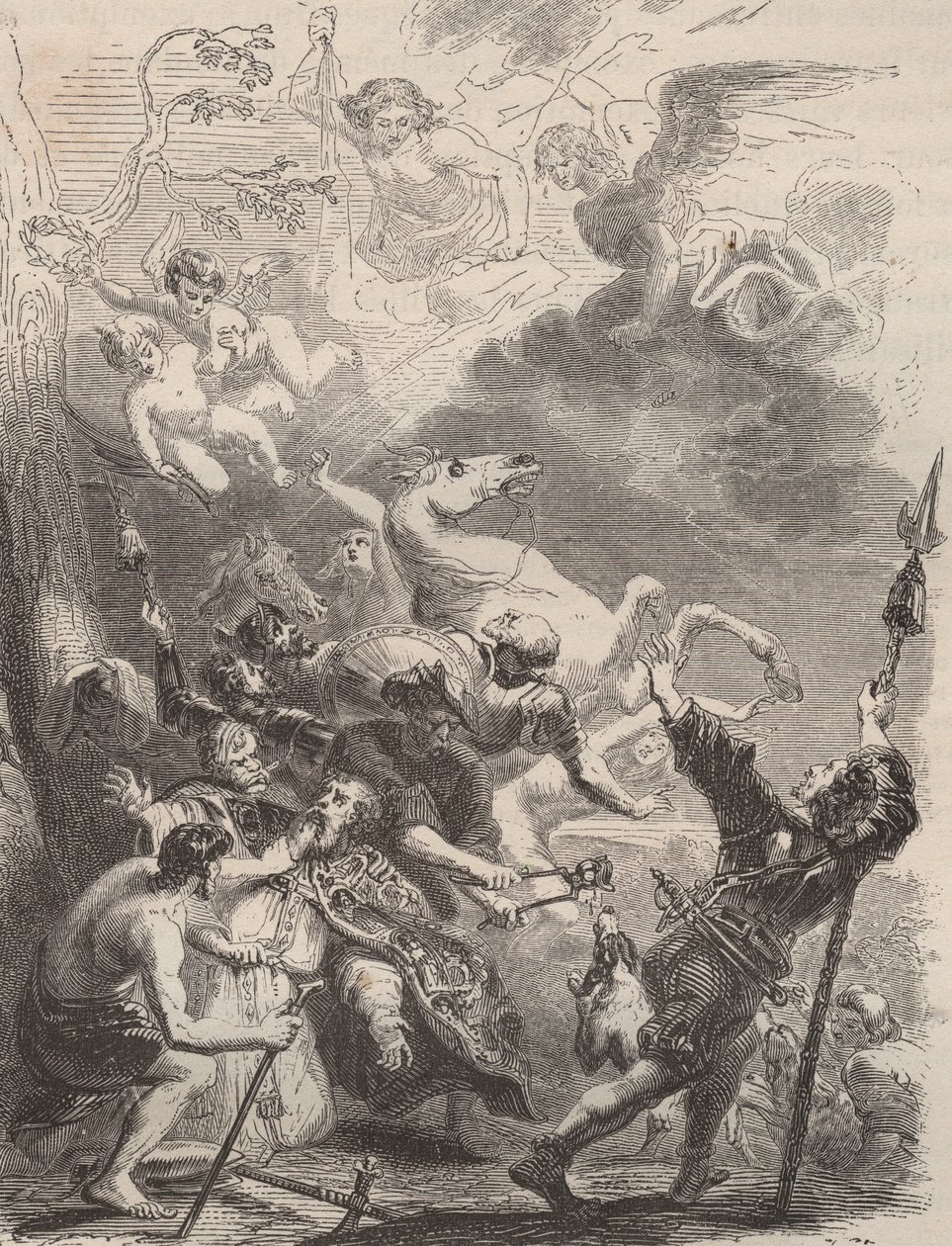 Tod des heiligen Lievin der Große (Livin, oder Lebwin, oder Livinus) als Evangelisierer von Flandern, Martyrium im Jahr 657/663. Gravur von 1868 in „Histoire de Belgique von den frühesten Zeiten bis zum Ende der Herrschaft von Leopold I“ von Theodore Juste von Unknown artist