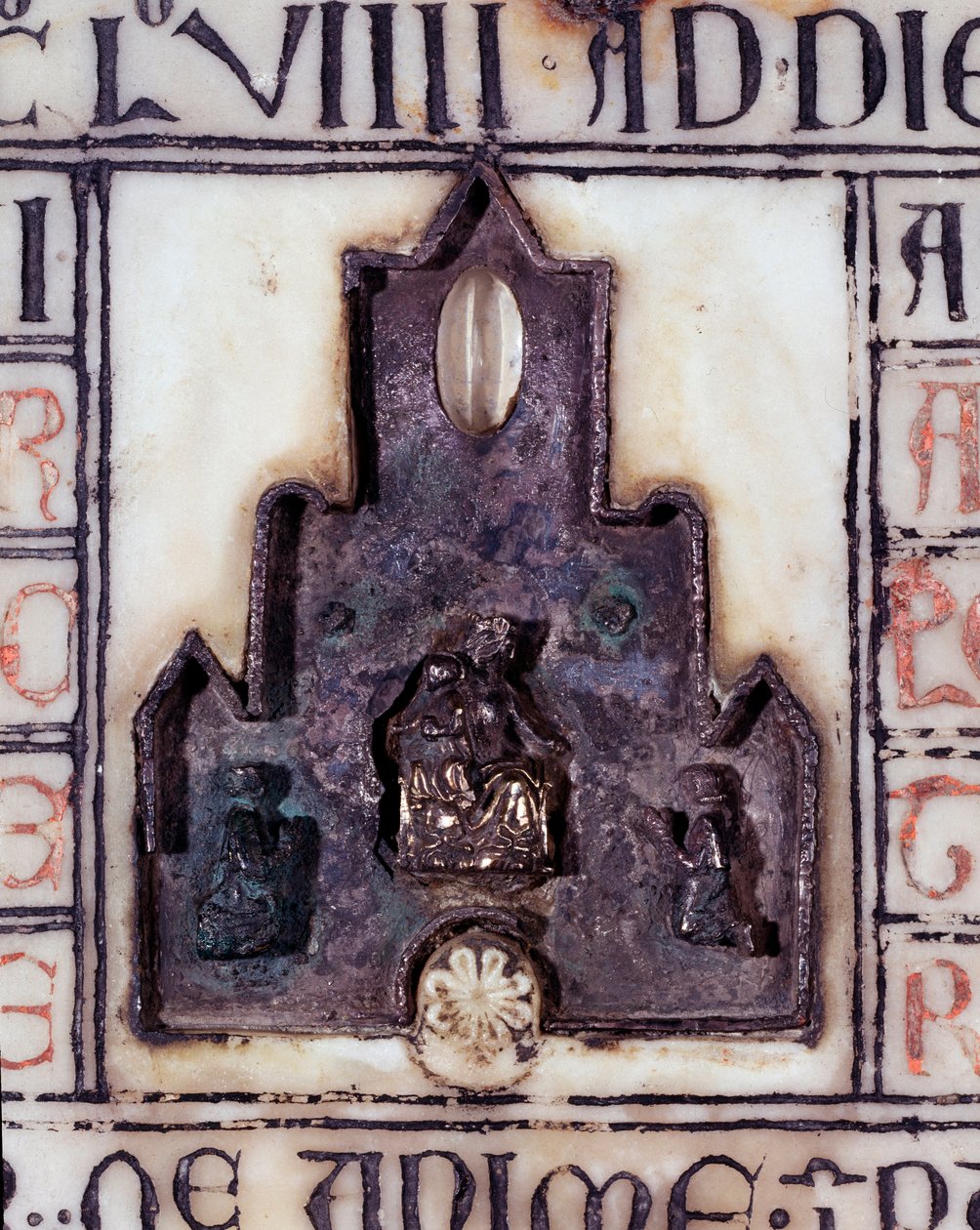 Detail eines Marmorepitaphs von Simonetta und Percivalle Lercari, mit Relief und Gravur von Unknown artist