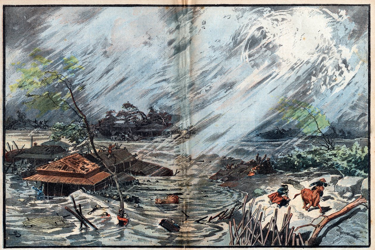 Verwüstung durch den Tsunami in Sanriku, Japan von Unknown artist
