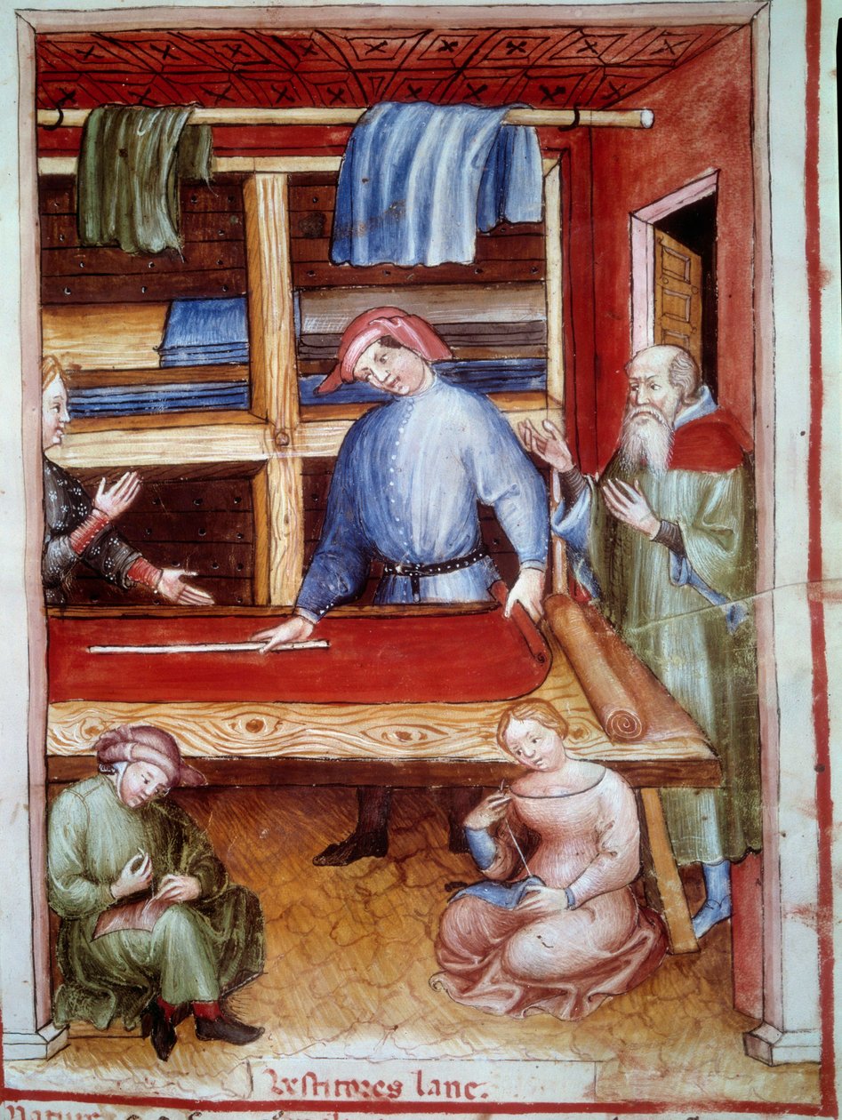 Tuchhändlerladen. Illumination aus dem Handel mit Medizin und Diätetik „Tacuinum sanitatis“ von Unknown artist