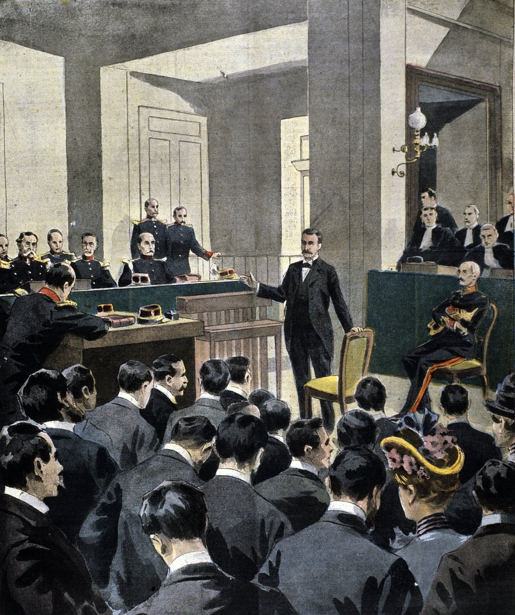 Dreyfus-Affäre: Zeugenaussage von Oberstleutnant Georges Picquart (1854-1914) im Prozess gegen den Schriftsteller Emile Zola (nach dem Brief J