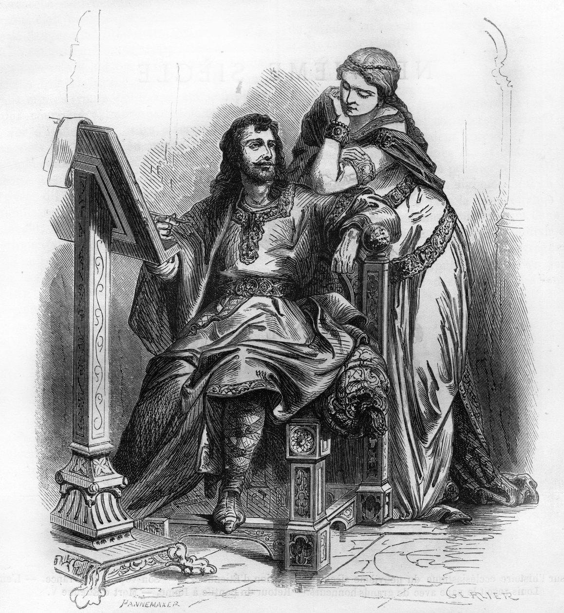 Eginhard (Einhard, Einhart, Einard, 775-840) Historiker der Karolingerzeit mit Emma (Imma) seiner Frau. von Unknown artist