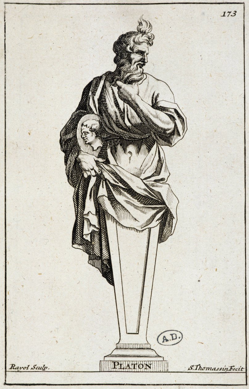 Gravur einer Statue von Platon von Unknown artist