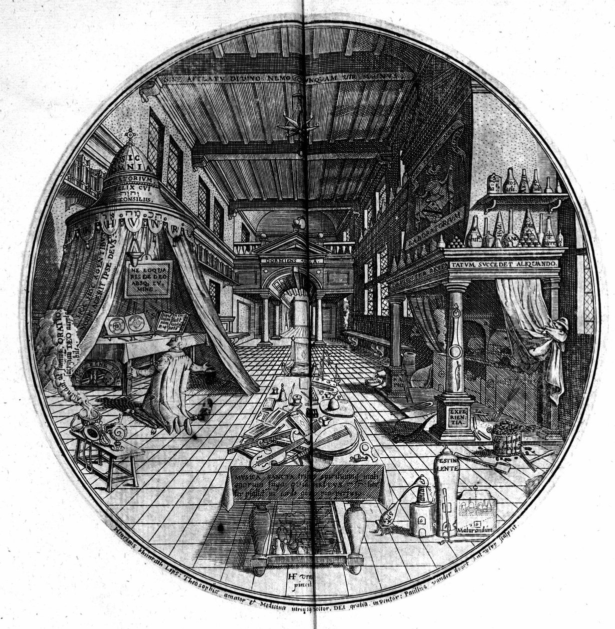 Gravur des „Amphitheatrum sapientiae aeternae“ (Amphitheater der ewigen Weisheit) (Hamburg: n.n.) von Unknown artist