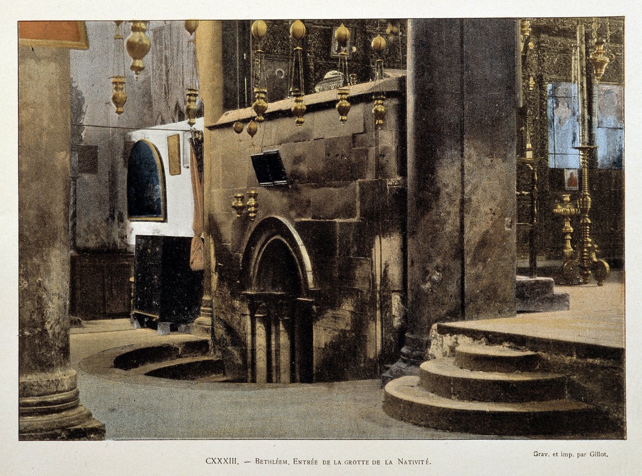 Eingang der Geburtsgrotte in Bethlehem, Ende 19. Jahrhundert von Unknown artist